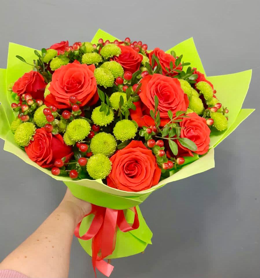 Букет цветов из: Хризантемы и Розы в Прималкинском