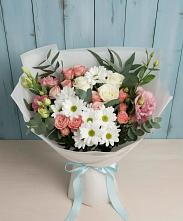 Букет цветов из:  Розы, Лизиантусы и Хризантемы в Прималкинском