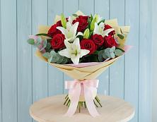 Букет цветов из:  Лилии и Розы #REPLACE_PRED# Прималкинском