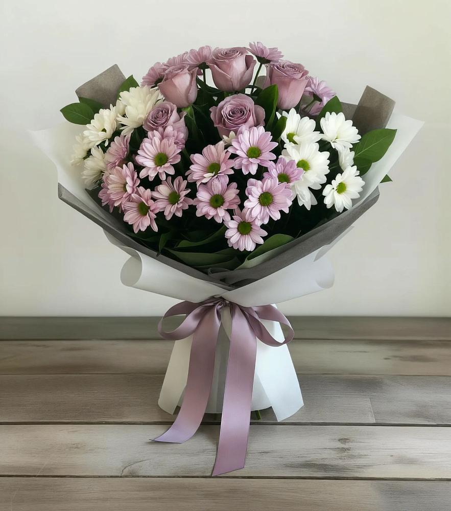 Букет цветов из: Хризантемы и Розы в Прималкинском