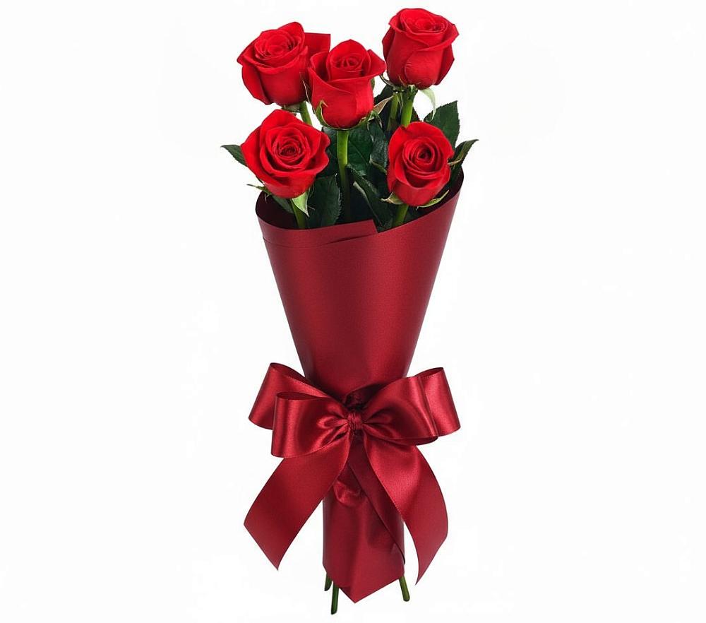 Букет 5 Красных роз Эдлесс Лав в Прималкинском