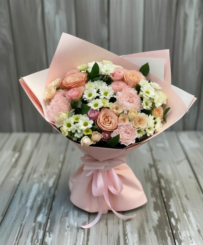 Букет цветов из: Гвоздики, Розы и Хризантемы в Прималкинском