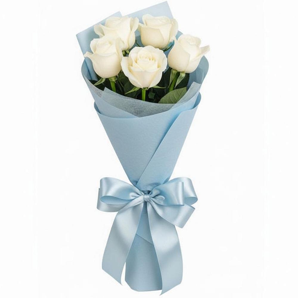 Букет 5 Белых роз Проуд в Прималкинском
