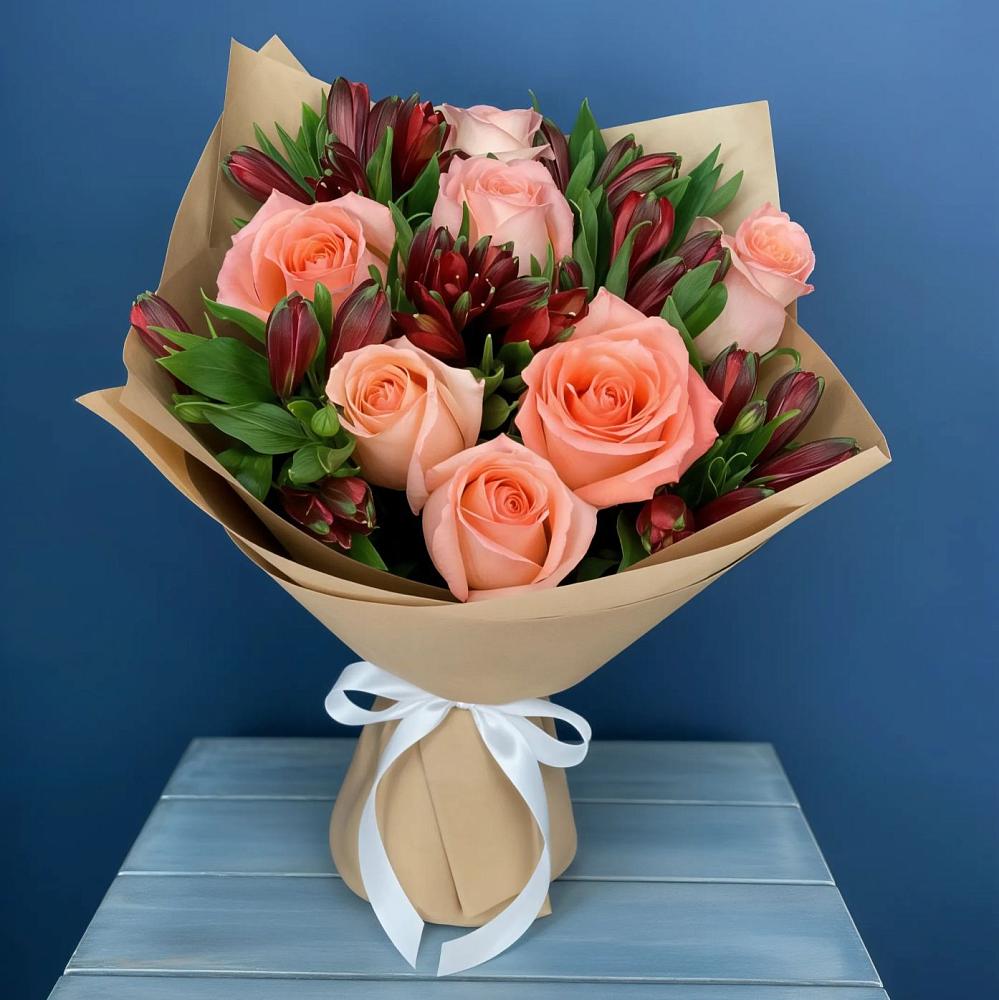 Букет цветов из: Розы и Альстромерии в Прималкинском