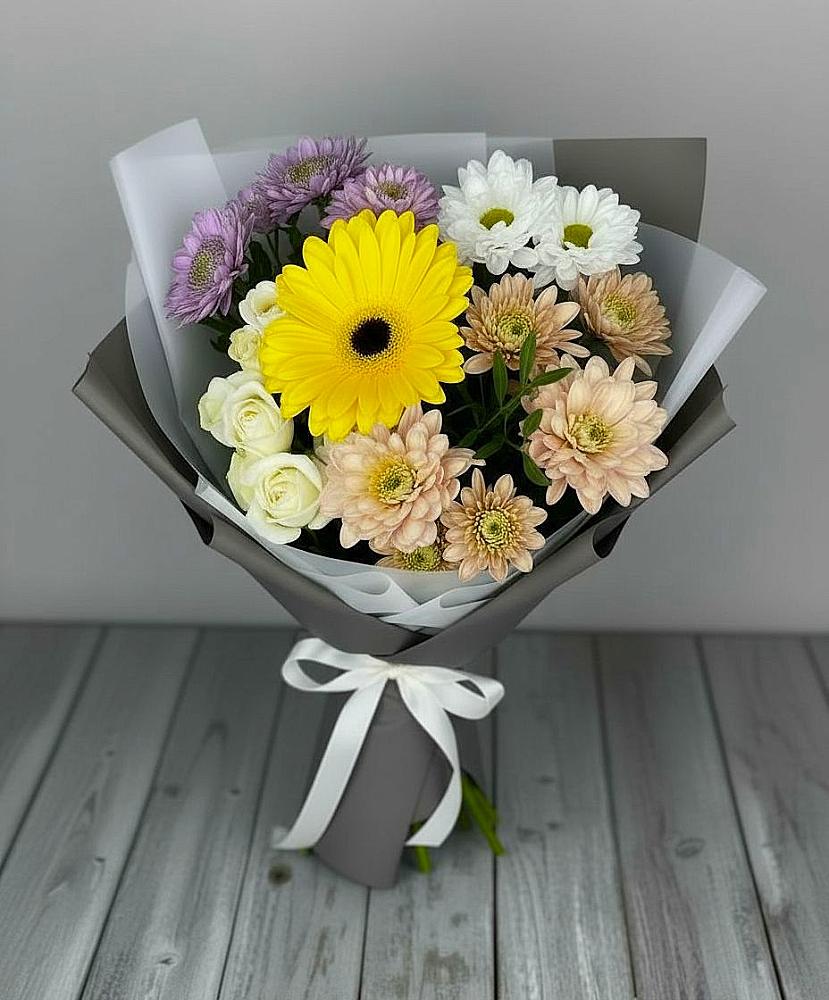 Букет цветов из: Розы, Герберы и Хризантемы в Прималкинском