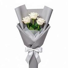 Букет 3 белые розы в Прималкинском
