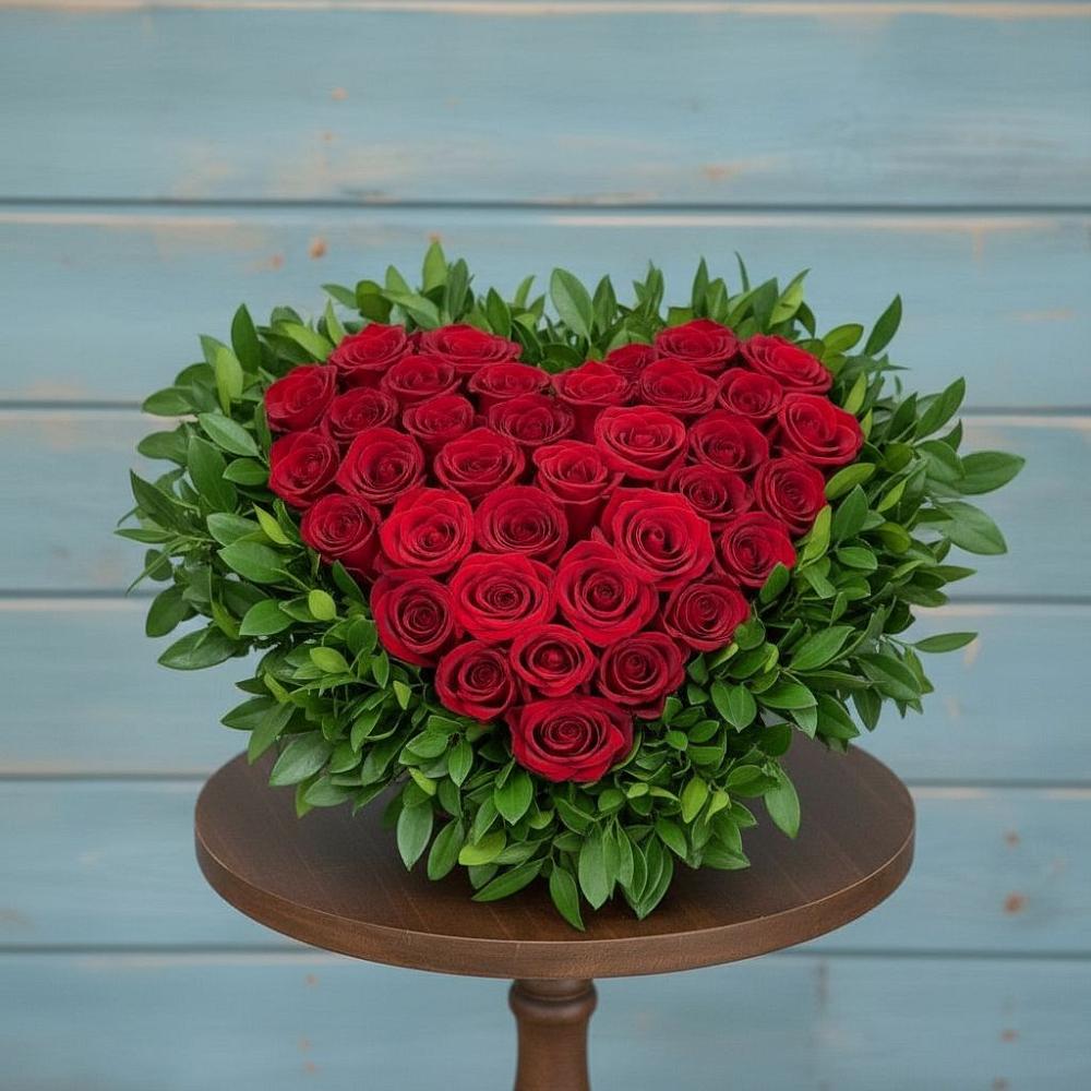 Цветочная композиция из Розы в виде сердца в Прималкинском