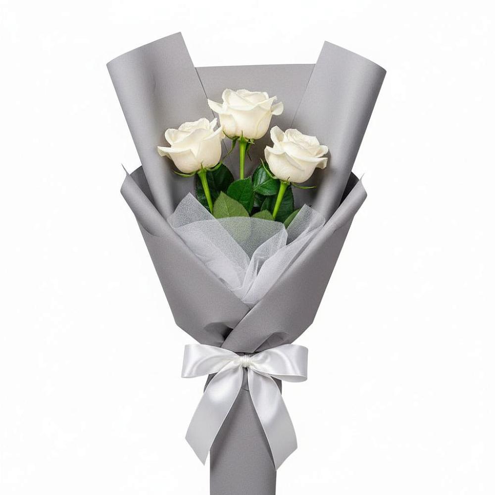 Букет 3 белые розы в Прималкинском