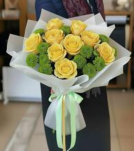 Букет цветов из:  Хризантемы и Розы в Прималкинском