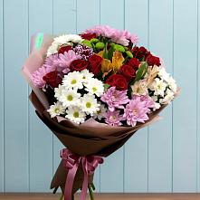 Букет цветов из:  Розы, Хризантемы и Альстромерии в Прималкинском