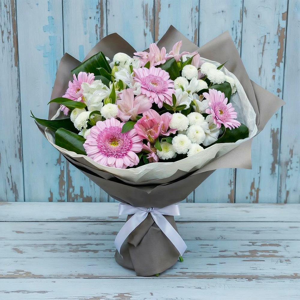 Букет цветов из: Герберы, Альстромерии и Хризантемы в Прималкинском