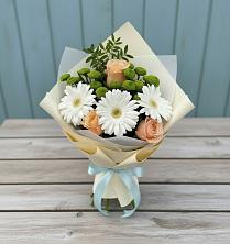 Букет цветов из:  Герберы, Розы и Хризантемы в Прималкинском