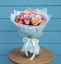 Букет цветов из:  Хризантемы и Розы в Прималкинском