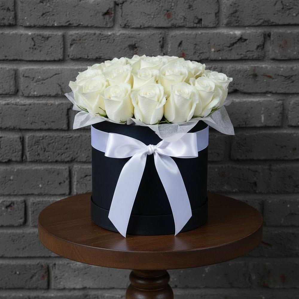 Цветочная композиция из Розы в шляпной коробке в Прималкинском