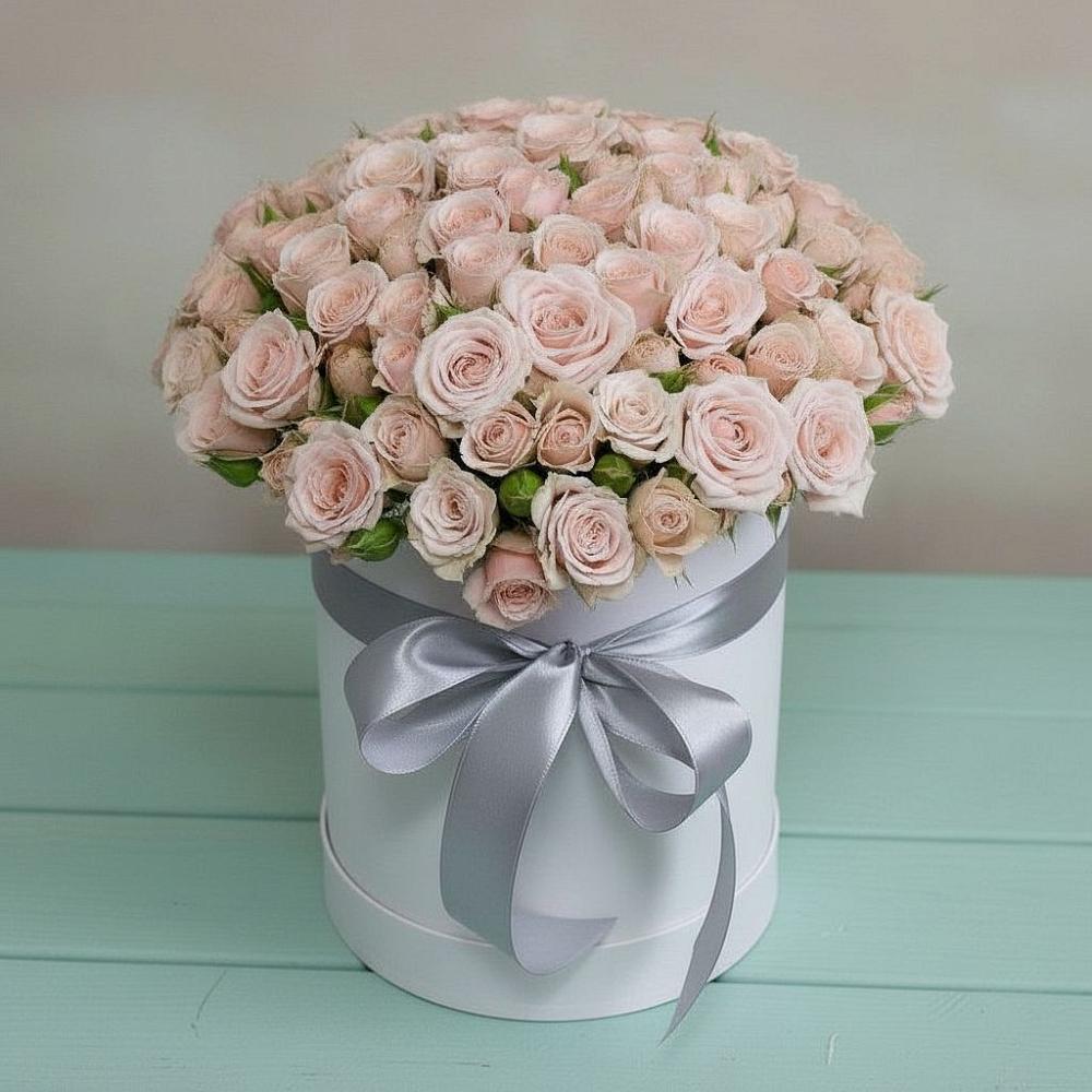 Цветочная композиция из Розы в шляпной коробке в Прималкинском